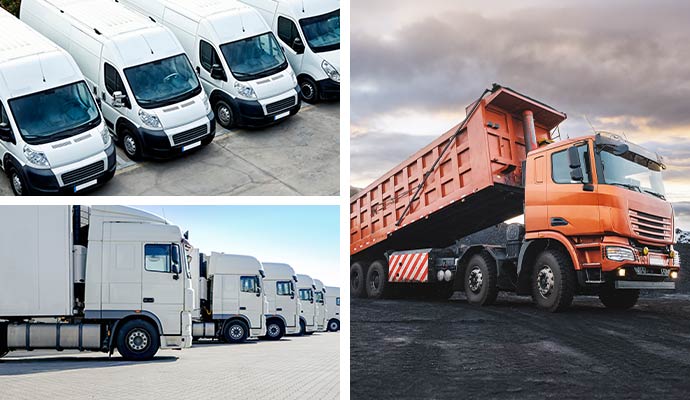 Collage of different types of fleet vehicles
