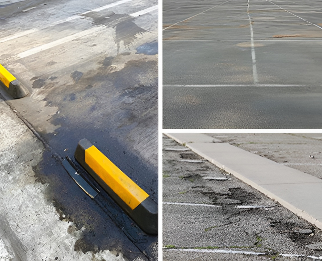 Collage of various types of parking lot issues