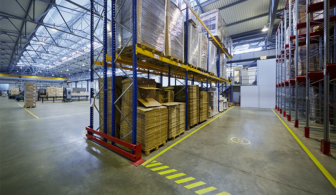 Commercial floor with markings