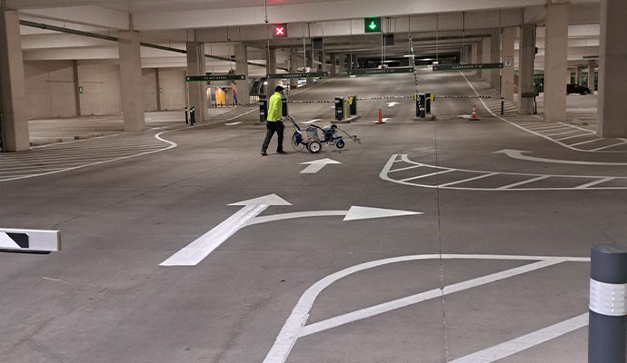 Commercial parking lot striping