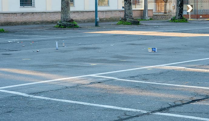 Dirt piling up in parking lot Dirt piling up in parking lot