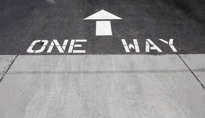 One way directional pavement marking