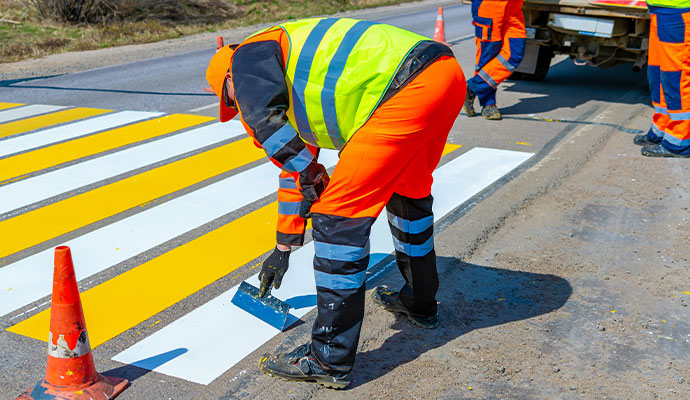Repainting road crosswalks