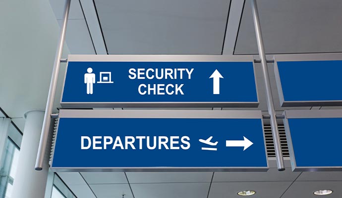 Terminal security departures signage