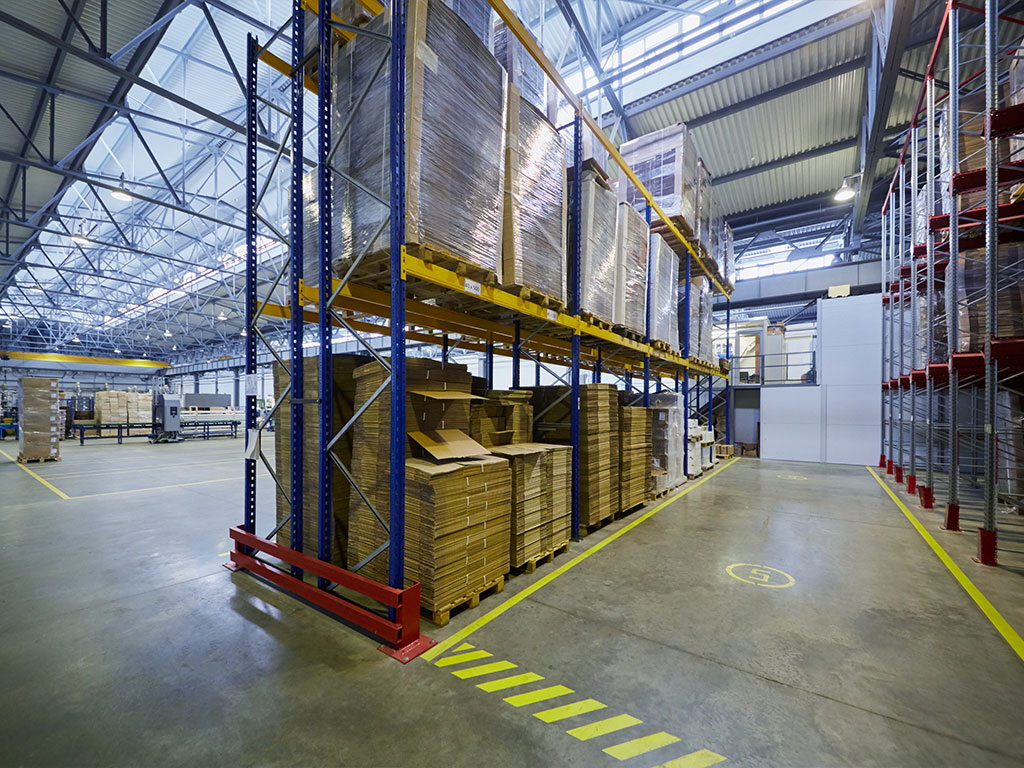 Warehouse floor marking and storage layout