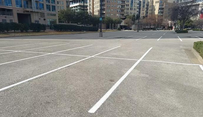 Newly striped asphalt parking lot Newly striped asphalt parking lot