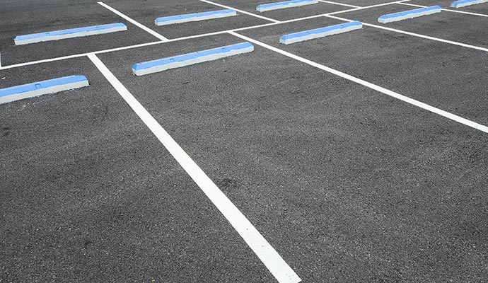Newly striped parking lot area