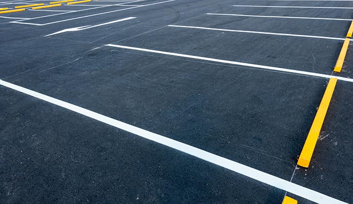 Newly striped parking lot