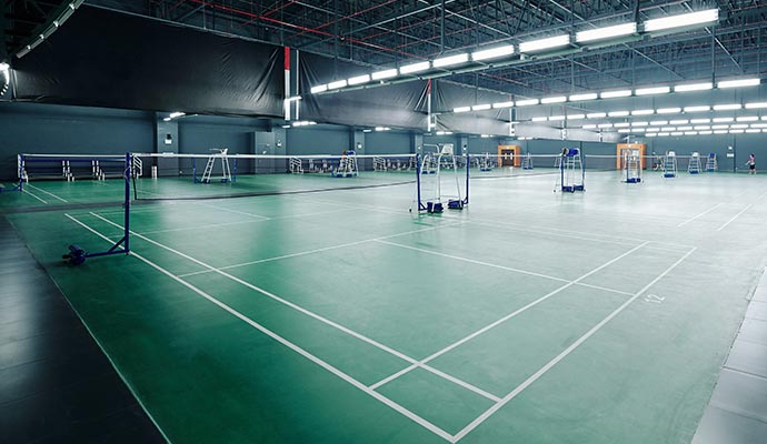 Newly striped sports court