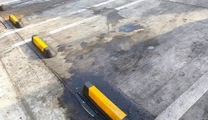 Oil stained parking lot