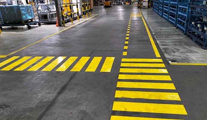Factory floor hazard lines