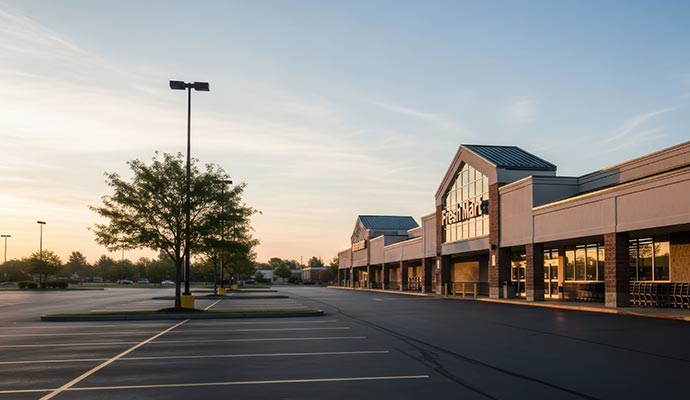 Grocery store exterior parking lot