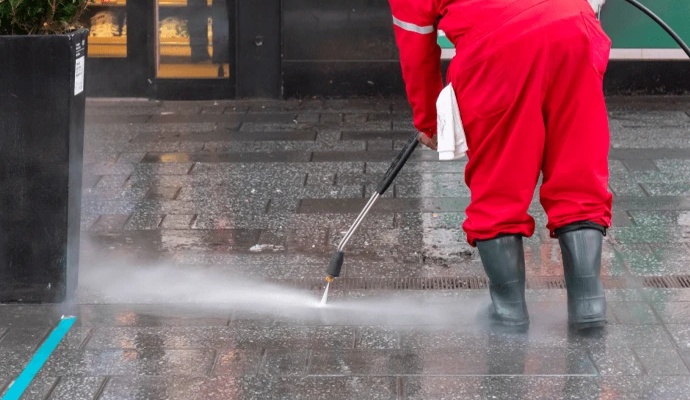 Professional pressure washing technician