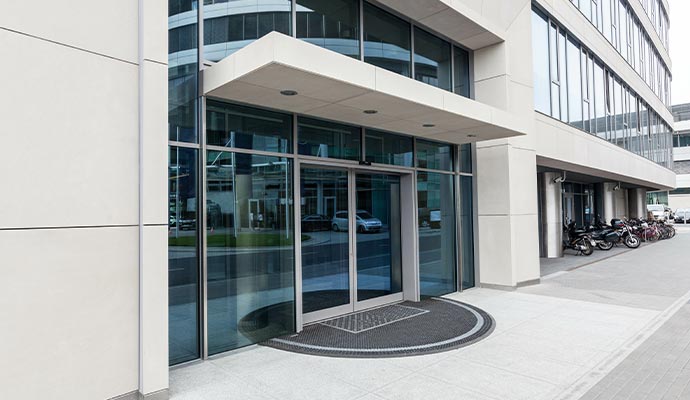 Clean commercial building entrance