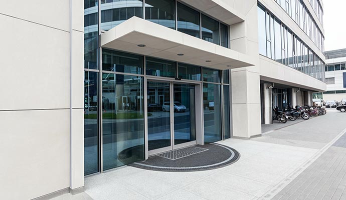 Clean commercial building entryway