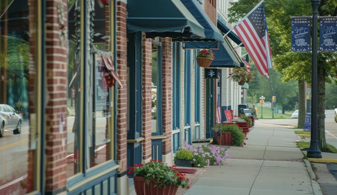 Clean walkway in commercial area