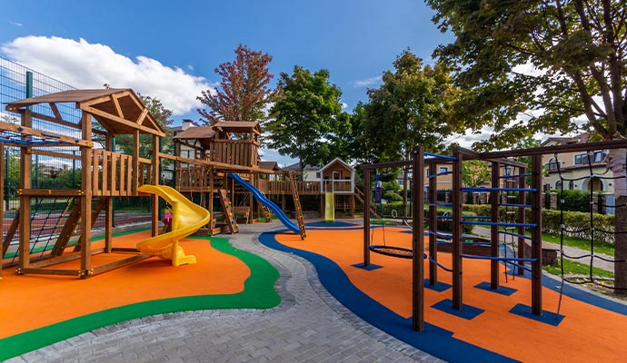 A modern wooden playground