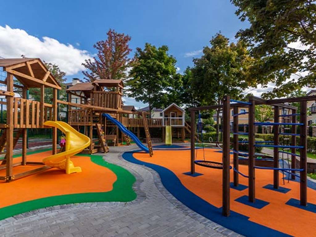 A modern wooden playground