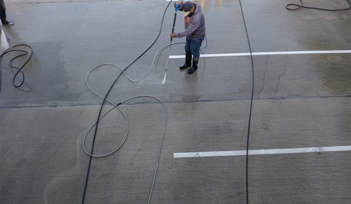 Professional parking lot pressure washing