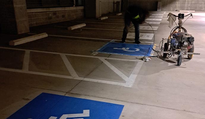 ADA compliant handicap strips on parking lot
