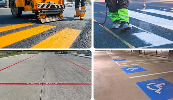 Collage of different types of striping services