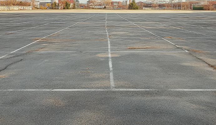 Faded lines on parking lot