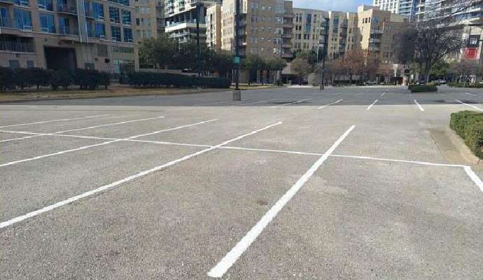 Newly stripped parking lot