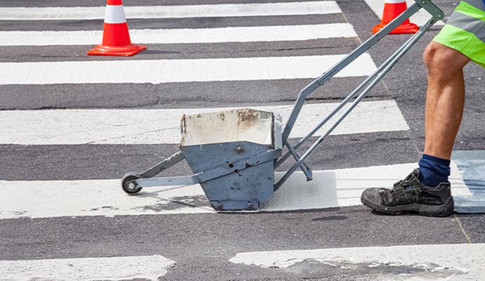 Professional crosswalk line striping