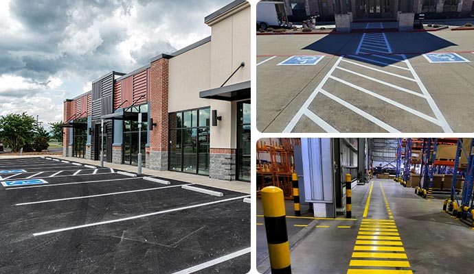 Stripped lines on different commercial properties