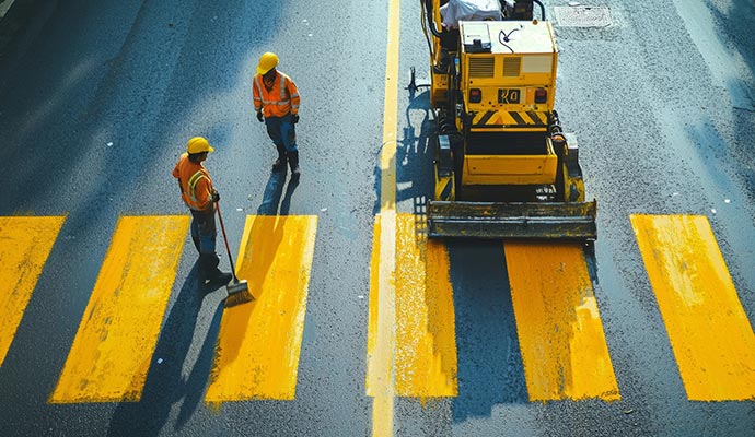 Thermoplastic striping on pavement