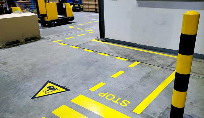 Yellow marked floor