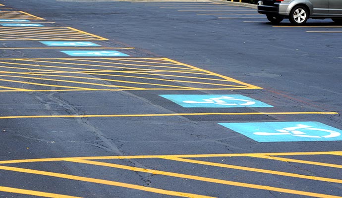Yellow stripped parking lot Yellow stripped parking lot